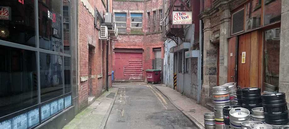 A view down Soap St, Manchester - home of This & That Cafe